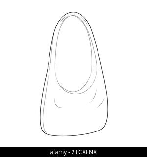 Hobo Cross-Body Bag. Fashion accessory technical illustration. Vector satchel front 3-4 view for Men, women, unisex style, flat handbag CAD mockup sketch outline isolated  Stock Vector