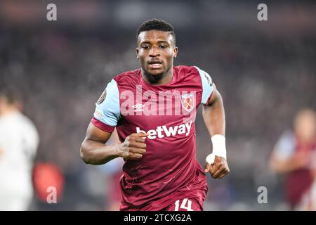 Mohammed Kudus of West Ham United during the UEFA Europa League match between West Ham United and SC Freiburg at the London Stadium, Queen Elizabeth Olympic Park, London, England on 14 December 2023. Photo by Phil Hutchinson. Editorial use only, license required for commercial use. No use in betting, games or a single club/league/player publications. Credit: UK Sports Pics Ltd/Alamy Live News Stock Photo