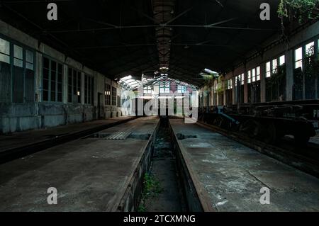 Abandoned Train Depot. there is a railway depot lane that is no longer in use Stock Photo