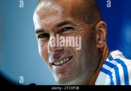 Madrid, 05/24/2016. Zinedine Zidane and Pepe's press conference at the Real Madrid Open Media Day in Valdebebas. Photo: Oscar del Pozo Archdc. Credit: Album / Archivo ABC / Oscar del Pozo Stock Photo