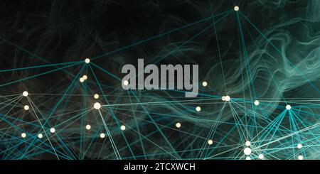 Network concept background with dots connected by lines, 3d rendering ...