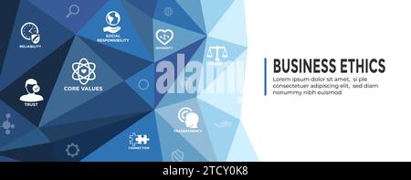Business Ethics Web Header Banner - Values and Integrity Icons Stock Vector