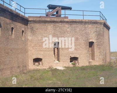 Cannon at civil war Fort Gaines, Dauphin Island, Alabama Stock Photo