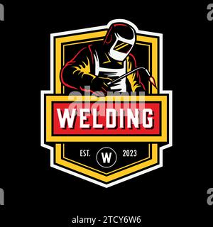 Welding company badge logo design Stock Vector