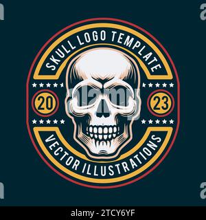 stylish skull in vintage style isolated vector illustration Stock Vector