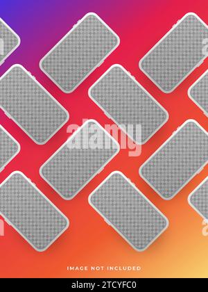 Social media template with isolated smartphone on colorful background. Social media feeds or stories template Stock Vector
