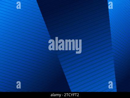 Blue curved refracted geometric lines tech abstract background. Vector design Stock Vector