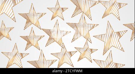 Stars with curved refracted golden lines abstract design. Vector luxury background Stock Vector