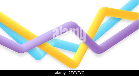 Colorful curved 3d stripes abstract modern geometric background. Vector design Stock Vector