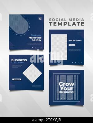 Digital marketing agency social media post template in modern and minimalist concept. Collection of business social media template Stock Vector