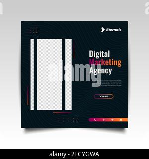 Digital marketing agency social media post template in futuristic and dynamic concept Stock Vector