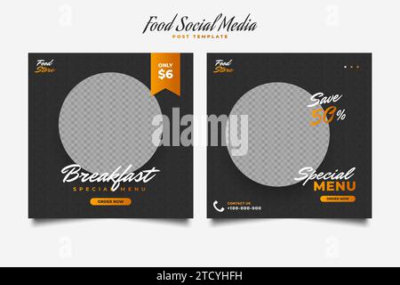 Set of Social Media Post or Banner Template for Food or Drink Promotion. Layout design for marketing on social media Stock Vector