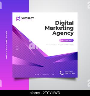 Digital marketing agency social media post template in colorful and dynamic concept Stock Vector