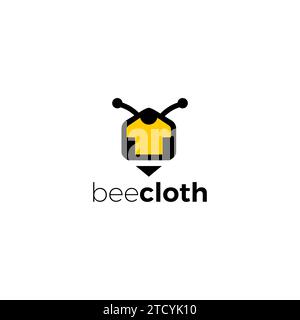 Bee Cloth Logo. Tshirt Unique Logo Design Stock Vector