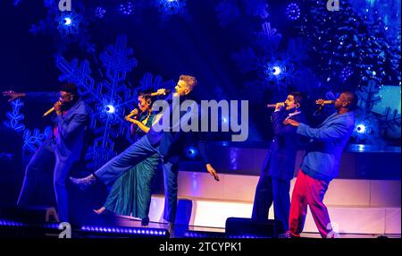 Pentatonix performs on stage during their Christmas 2023 tour at the Hard Rock Live in the Seminole Hotel and Casino Hollywood, in Hollywood, Florida on Thursday, December 14, 2023. Photo by Gary I Rothstein/UPI Credit: UPI/Alamy Live News Stock Photo