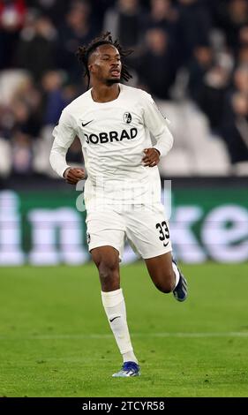 London, England, 14th December 2023. Jordy Makengo of SC Freiburg during the UEFA Europa League match at the London Stadium, London. Picture credit should read: David Klein / Sportimage Stock Photo