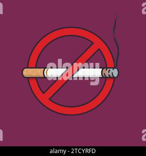 No smoking symbol vector illustration with burning filter cigarette for No Smoking Day on march 11 Stock Vector