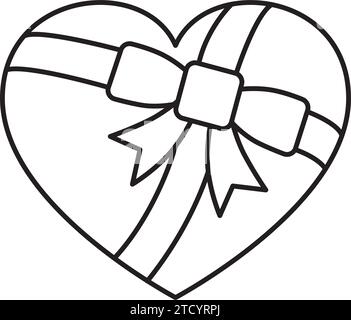 Valentine wrapped with ribbon and bow vector line icon for White Day on March 14 Stock Vector