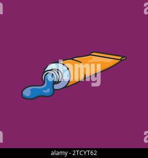 Blue paint flowing from tangerine tube vector illustration for International Color Day on March 21 Stock Vector