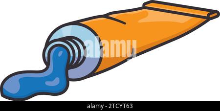 Blue paint flowing from tangerine tube isolated vector illustration for International Color Day on March 21 Stock Vector