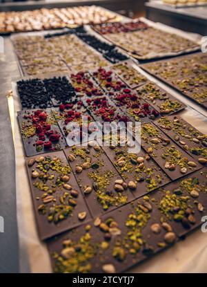 Lot of chocolate bar in different flavor Stock Photo