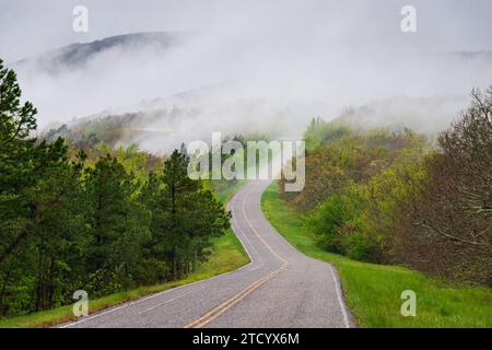 The Winding Road at Talimena Scenic Drive, National Scenic Byway Stock Photo