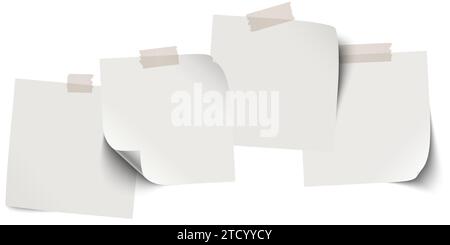eps vector illustration with business little sticky notes in a row with colored adhesive tape and free copy space for your own text Stock Vector