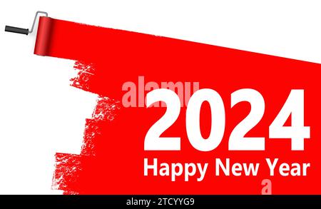 paint roller concept New Year 2024 Stock Vector