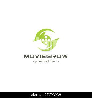 Movie Grow Logo. Leaf Video Logo Stock Vector