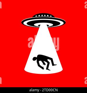 UFOs abduct people. Strangers steal man. Body snatchers Conspiracy theory. Space invaders take people for experiments. Stock Vector