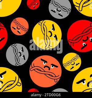 Angry Pattern seamless. Unhappy face Background. Aggressive emoji ornament Stock Vector