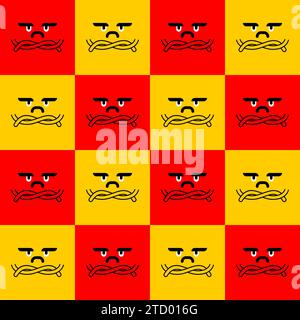 Angry Pattern seamless. Unhappy face Background. Aggressive emoji ornament Stock Vector
