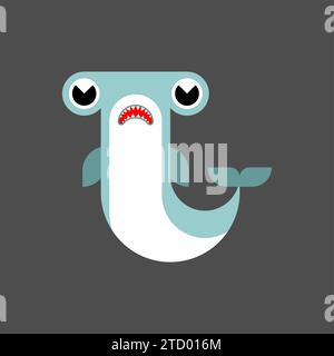 Hammerhead shark underwater. cartoon fish Stock Vector