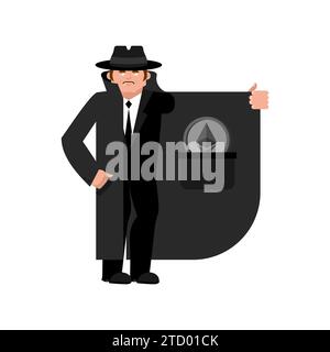 Cryptocurrency smuggler. Illegal sale of Bitcoin. Black market money laundering concept. Stock Vector