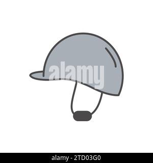 Equestrian Style. Horse Riding Helmet Flat Outline Icon. Vector Illustration for Sporty Fashion, Outdoor Recreation and Adventure. Head protection, Sa Stock Vector