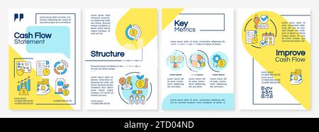Creative brochure with cash flow linear icons Stock Vector