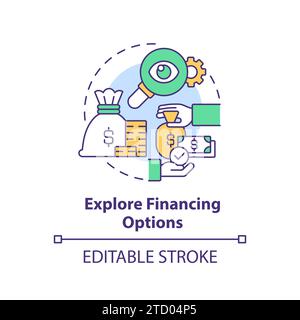 Thin line colorful explore financing options icon concept Stock Vector