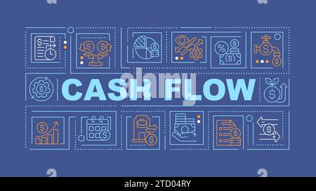 Cash flow text with creative thin linear icons Stock Vector