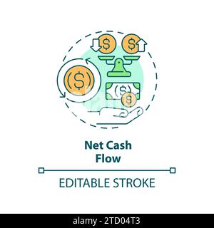 Thin line simple colorful net cash flow icon concept Stock Vector