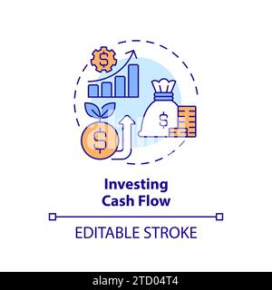 Thin line simple colorful investing cash flow icon concept Stock Vector