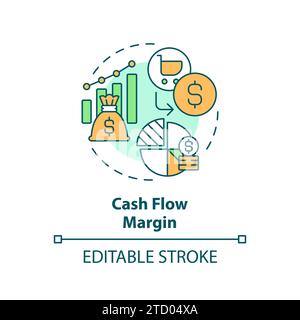 Thin line simple colorful cash flow margin icon concept Stock Vector