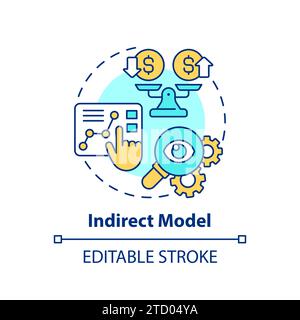 Thin line simple colorful indirect model icon concept Stock Vector
