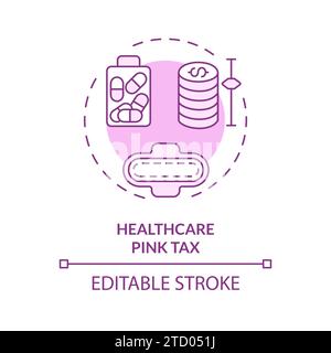 Thin line simple pink healthcare pink tax icon concept Stock Vector
