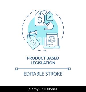 Thin line blue product based legislation icon concept Stock Vector