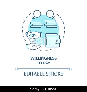 Thin line simple blue willingness to pay icon concept Stock Vector