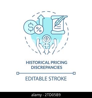 Thin line blue historical pricing discrepancies icon concept Stock Vector