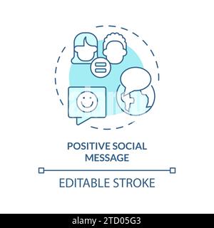 Thin line blue positive social message icon concept Stock Vector
