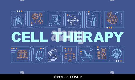 Cell therapy text with creative thin linear icons Stock Vector