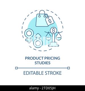 Thin line blue product pricing studies icon concept Stock Vector