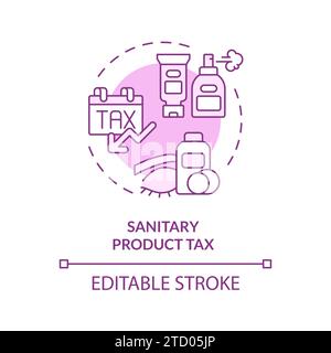 Thin line pink sanitary product tax icon concept Stock Vector